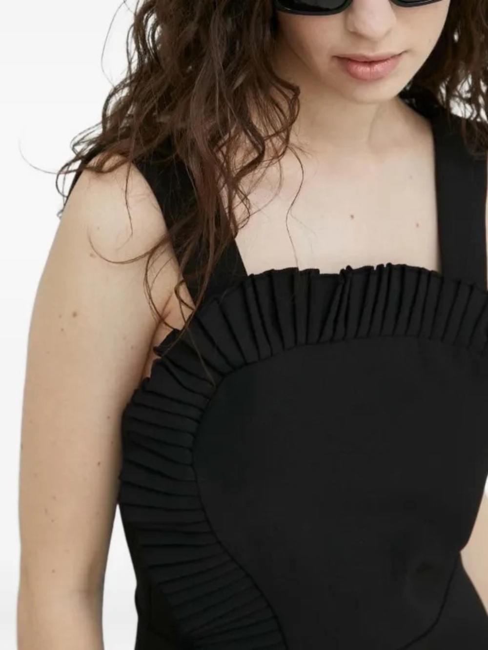 The Kooples Black Ruffle Mini Dress 2 US Size Medium Edgy Chic Party Cocktail - Picture 6 of 12